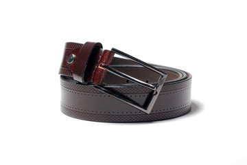 Men's Textured Leather Belt Brown 1